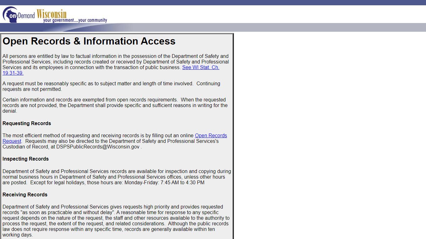 Open Records & Information Access - apps2.dsps.wi.gov